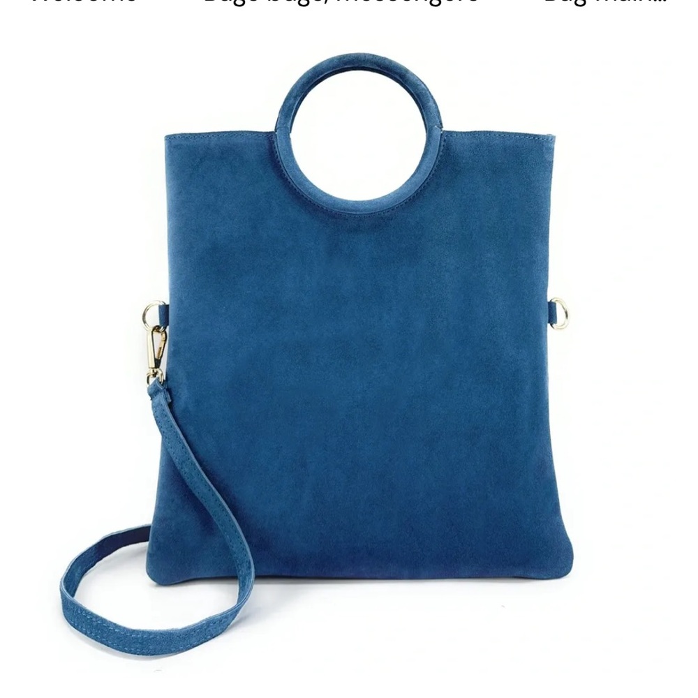 Oh My Bag main suede CHARLOTTE Blue denim real suede leather like new - Picture 9 of 10